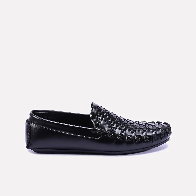 vault mens black textured loafers