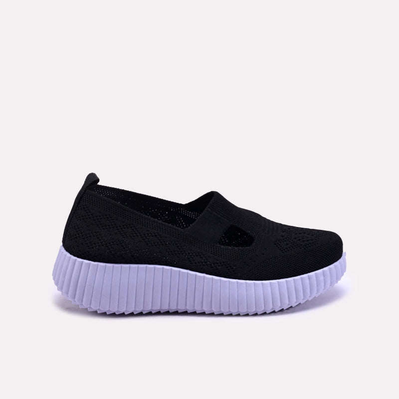 Vela women Black Platform Slip On Sneakers