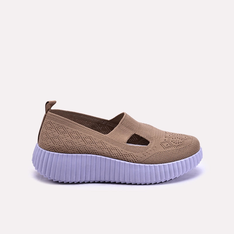 Vela women Brown Platform Slip On Sneakers