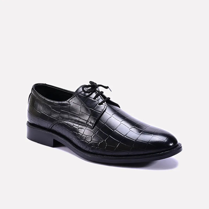 Venerable Black Textured Derby Shoes 0111096