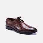 Venerable Brown Textured Derby Shoes 0111096