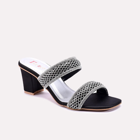 Veyla Black Fancy Heel Slippers 0412841