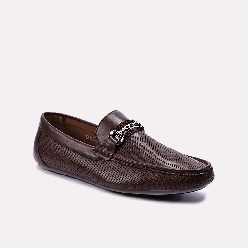 wallace brown perforated horsebit loafers