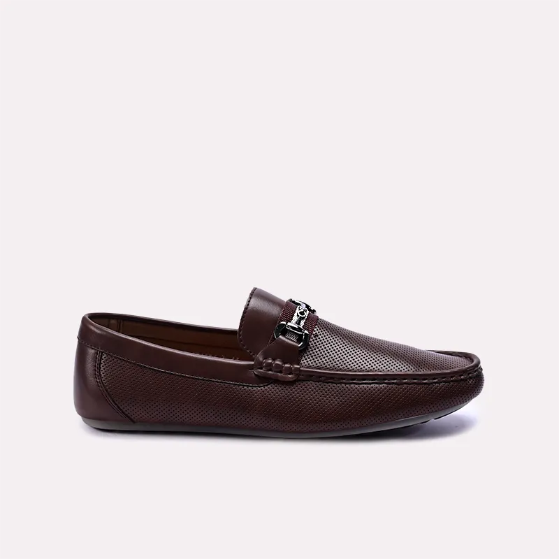 wallace mens brown perforated horsebit loafers