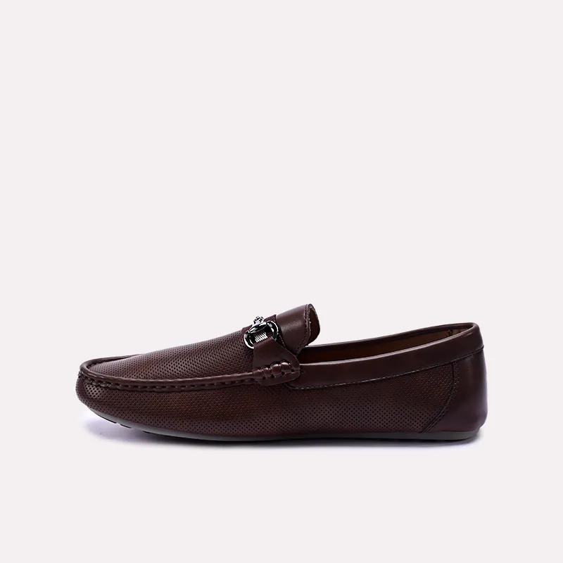 wallace brown perforated horsebit loafers for men