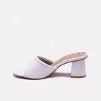 White Block Heel Casual Slippers for Women