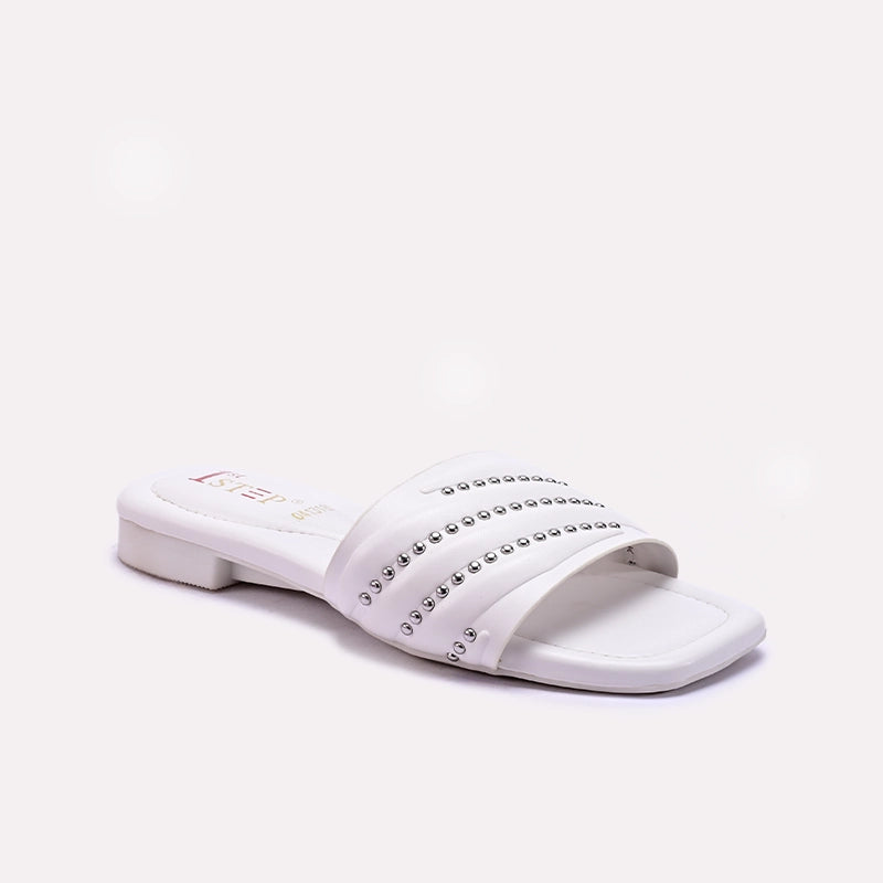 White Casual Flat Slippers 0413185