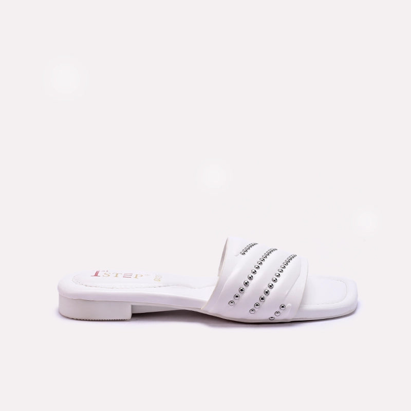 White Casual Flat Slippers 0413185
