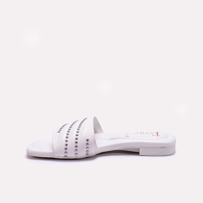 White Casual Flat Slippers 0413185