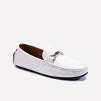 White Perforated Horsebit Loafers 0130952