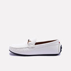 White Perforated Horsebit Loafers 0130952
