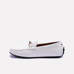 White Perforated Horsebit Loafers 0130952