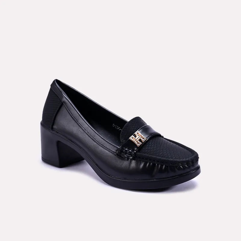 willow black fancy heel pumps