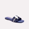 winsome blue flat fancy slippers