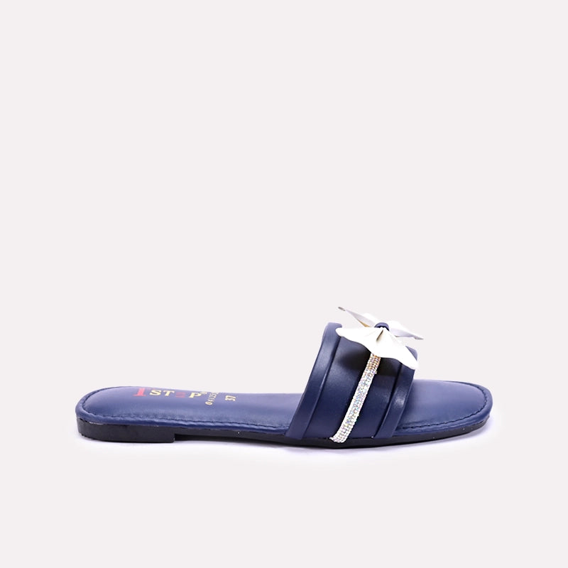 winsome womens blue flat fancy slippers