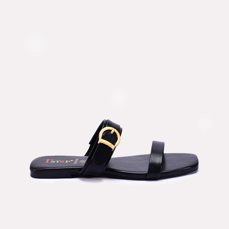 Womens Black Casual Flat Slippers 0413230