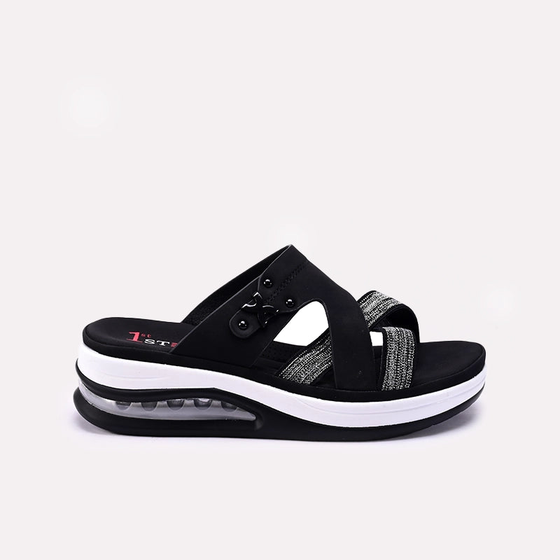 Womens Black Casual Slippers