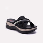 Black Chunky Casual Slippers