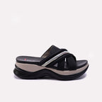 Womens Black Chunky Casual Slippers