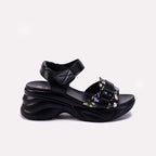 Womens Black Chunky Sandals