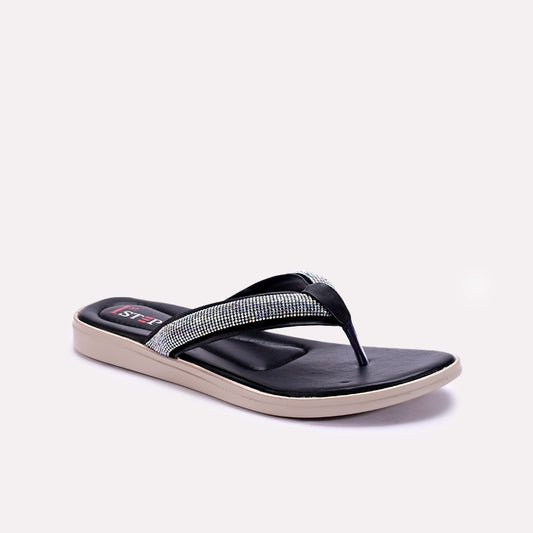 Womens Black Comfy Casual Flip Flop Slippers 0411578