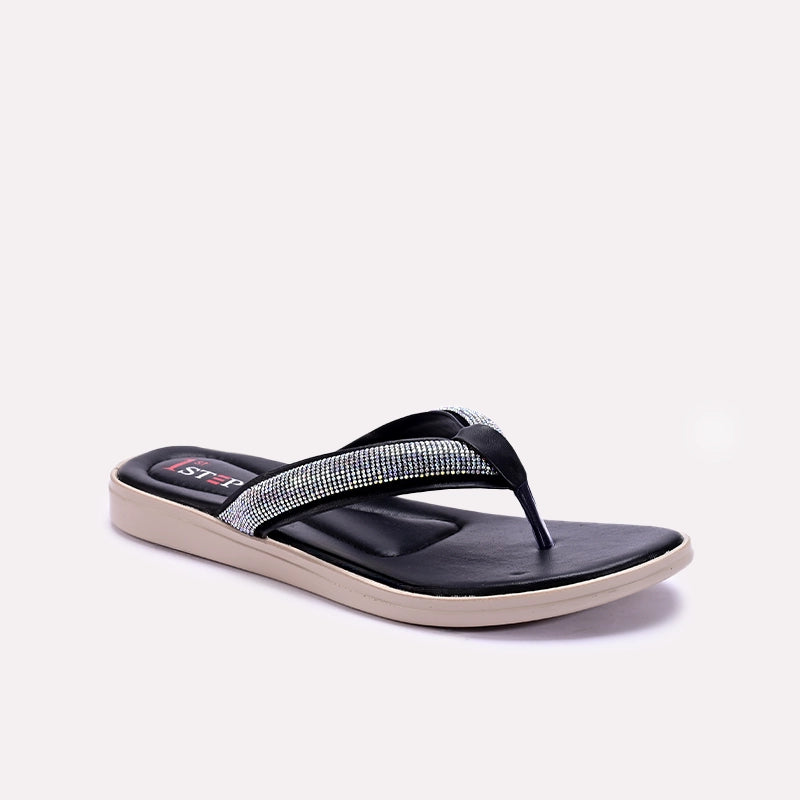 Womens Black Comfy Casual Flip Flop Slippers 0411578