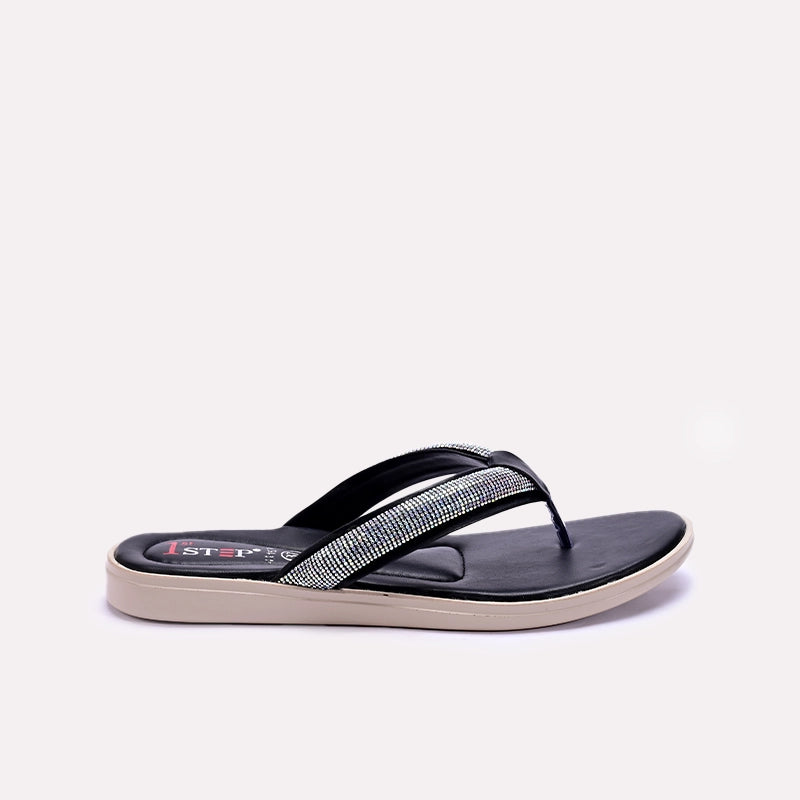 Womens Black Comfy Casual Flip Flop Slippers 0411578
