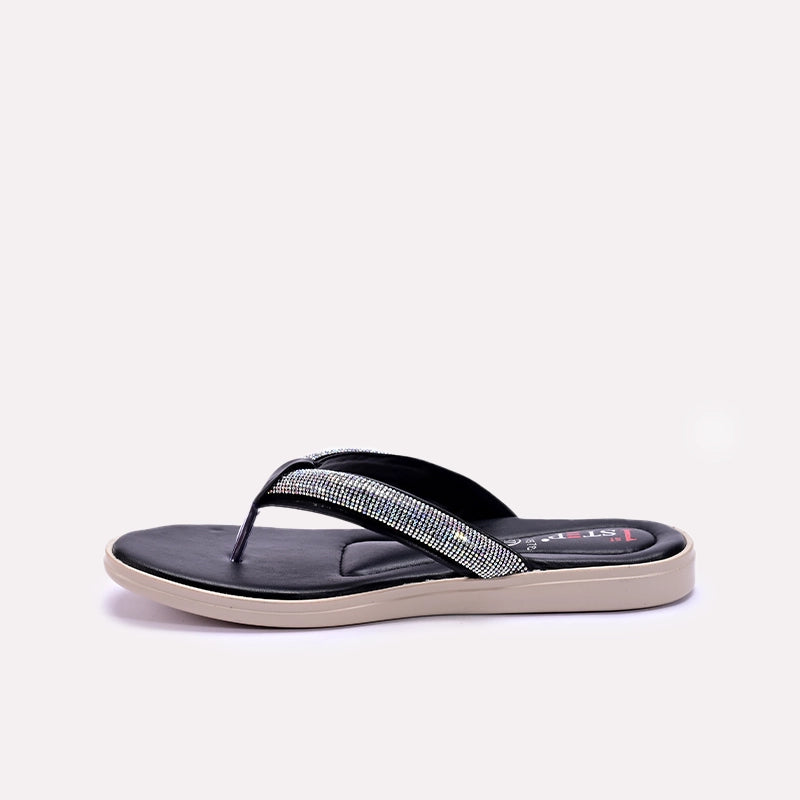 Womens Black Comfy Casual Flip Flop Slippers 0411578