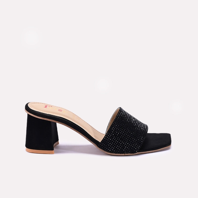 Womens Black Fancy Bridal Slippers 0412575