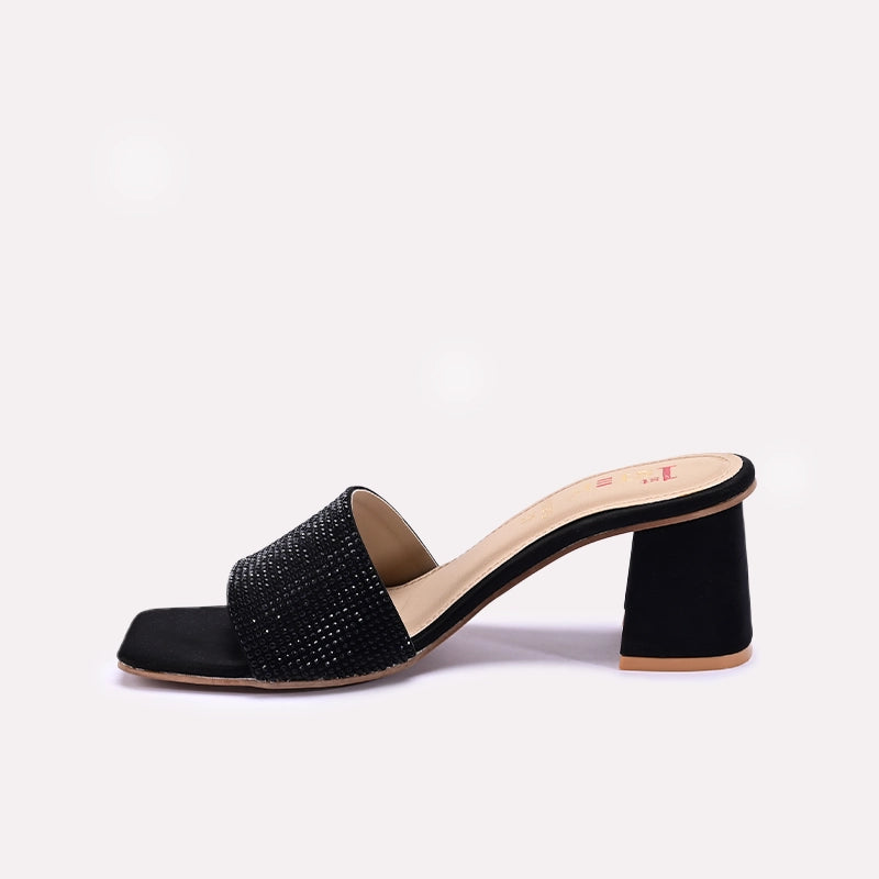 Womens Black Fancy Bridal Slippers 0412575