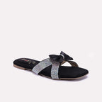 Womens Black Fancy Criss Cross Slippers 0412723