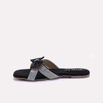 Womens Black Fancy Criss Cross Slippers 0412723