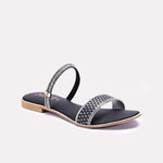 Womens Black Fancy Flat Slippers 0411450