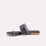 Womens Black Fancy Flat Slippers 0411452