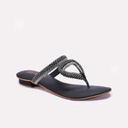 Womens Black Fancy Flat Slippers 0412466