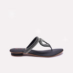 Womens Black Fancy Flat Slippers 0412466