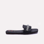 Womens Black Fancy Flat Slippers 0412724
