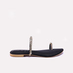 Womens Black Fancy Flat Slippers 0412774