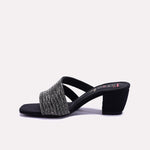 Womens Black Fancy Heel Slippers 0413054