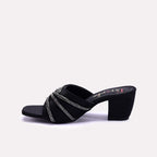 Womens Black Fancy Heel Slippers 0413062