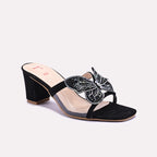 Womens Black Fancy Heel Slippers 0413154