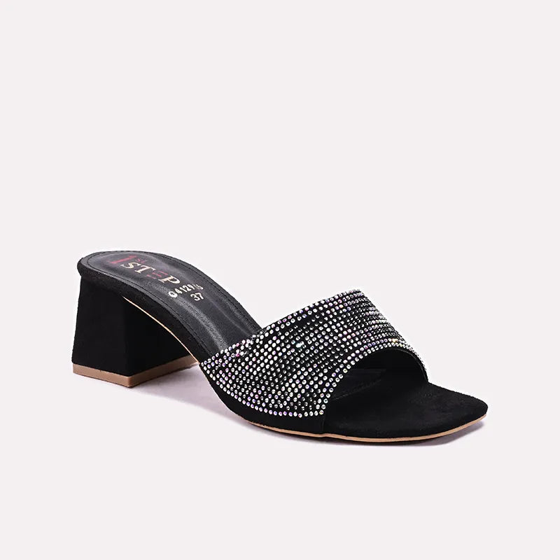 Womens Black Fancy Slippers 0412956