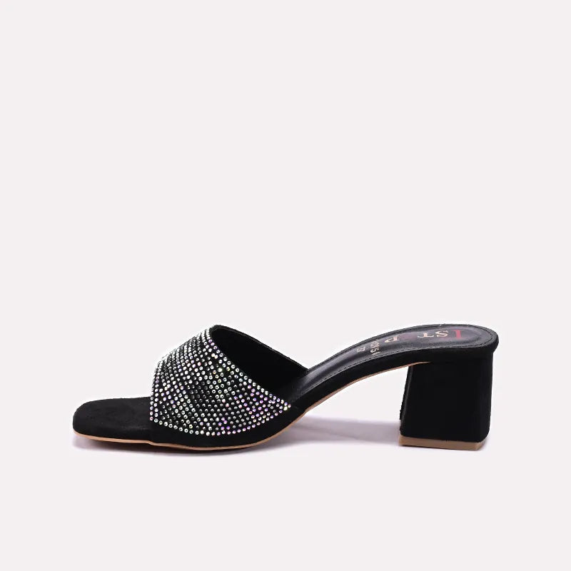 Womens Black Fancy Slippers 0412956