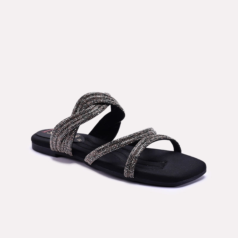 Womens Black Fancy Slippers 0412967