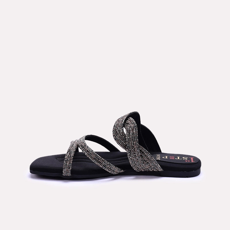 Womens Black Fancy Slippers 0412967