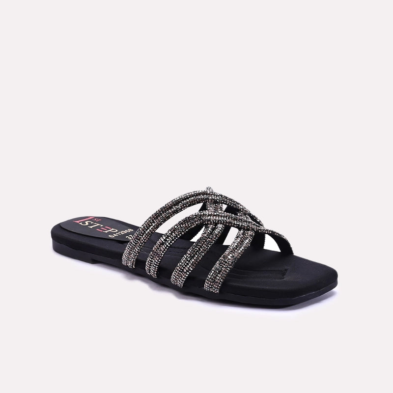 Womens Black Fancy Slippers 0412968
