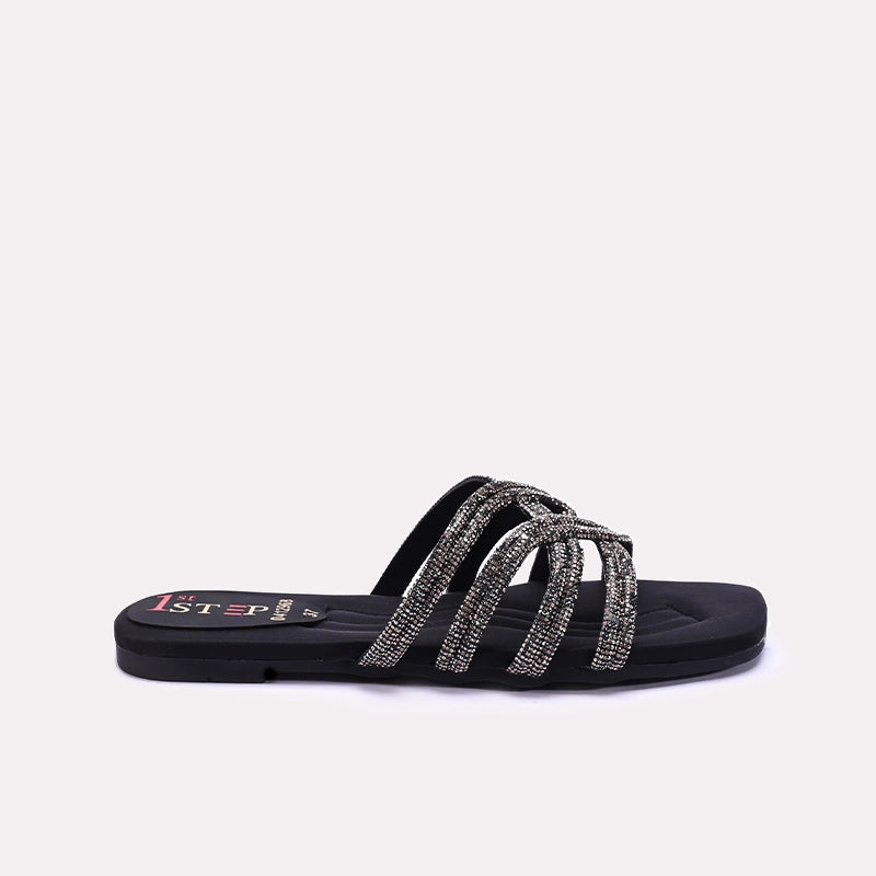 Womens Black Fancy Slippers 0412968