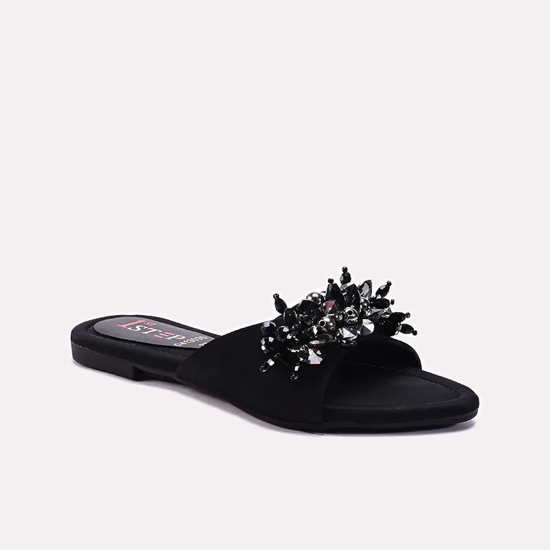 Womens Black Fancy Slippers 0413030