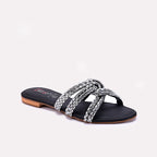 Womens Black Flat Fancy Slippers 0412800
