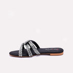 Womens Black Flat Fancy Slippers 0412800